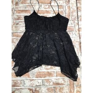 Just Polly New York Lace Tank Mignight Black Sz Small Strappy